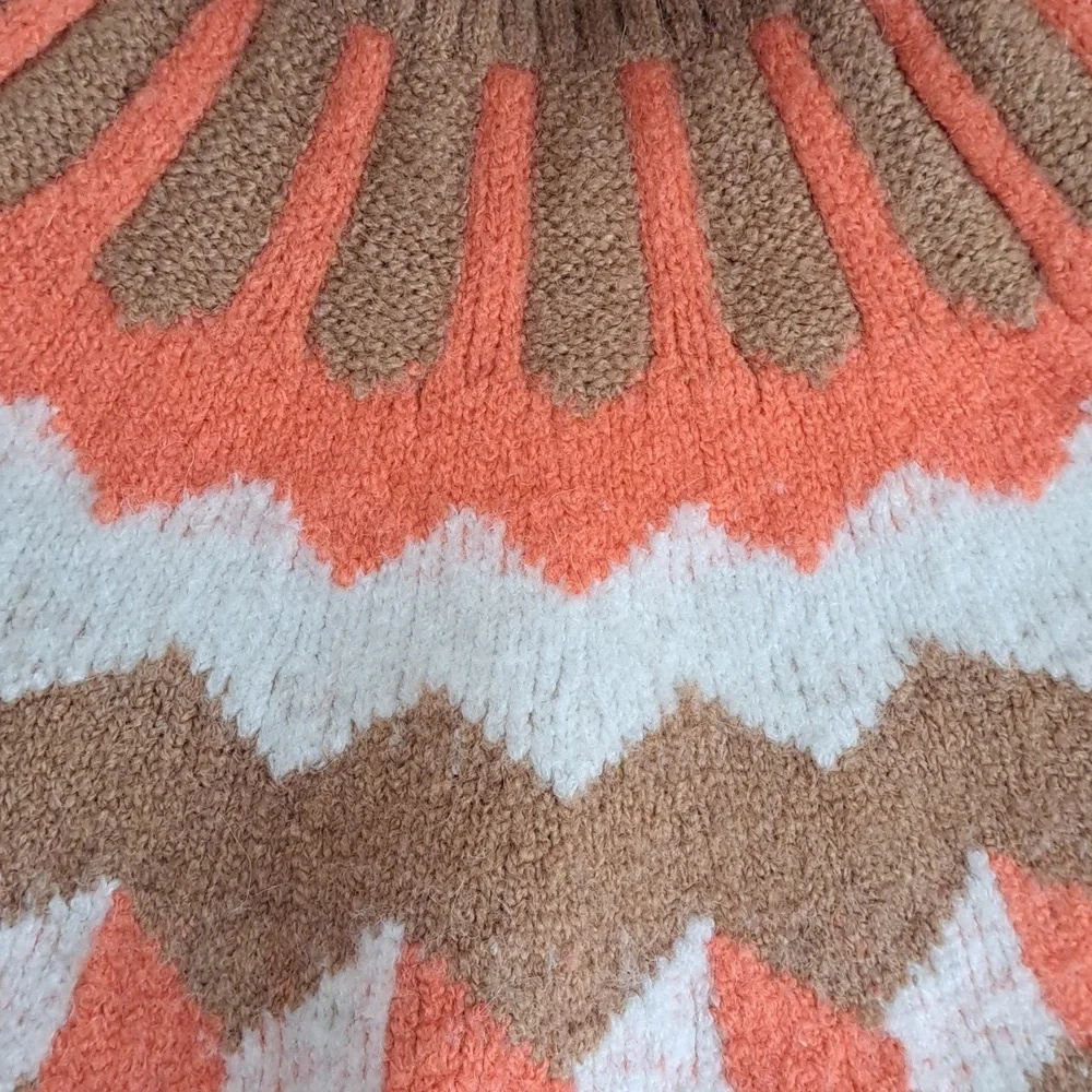 J.Crew Womens Fair Isle Turtleneck Soft Alpaca Wool Blend Sweater Pink/Tan SM‎